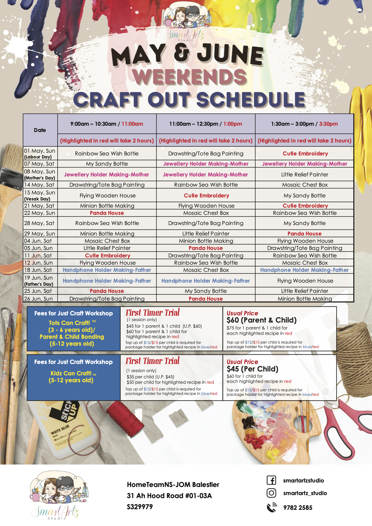 May & June Weekends Craft Out; 